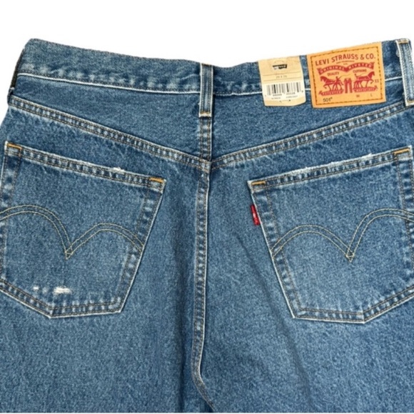 Levi's® 501 High Rise Distressed Cropped Straight Skinny Jeans - Picture 10 of 11